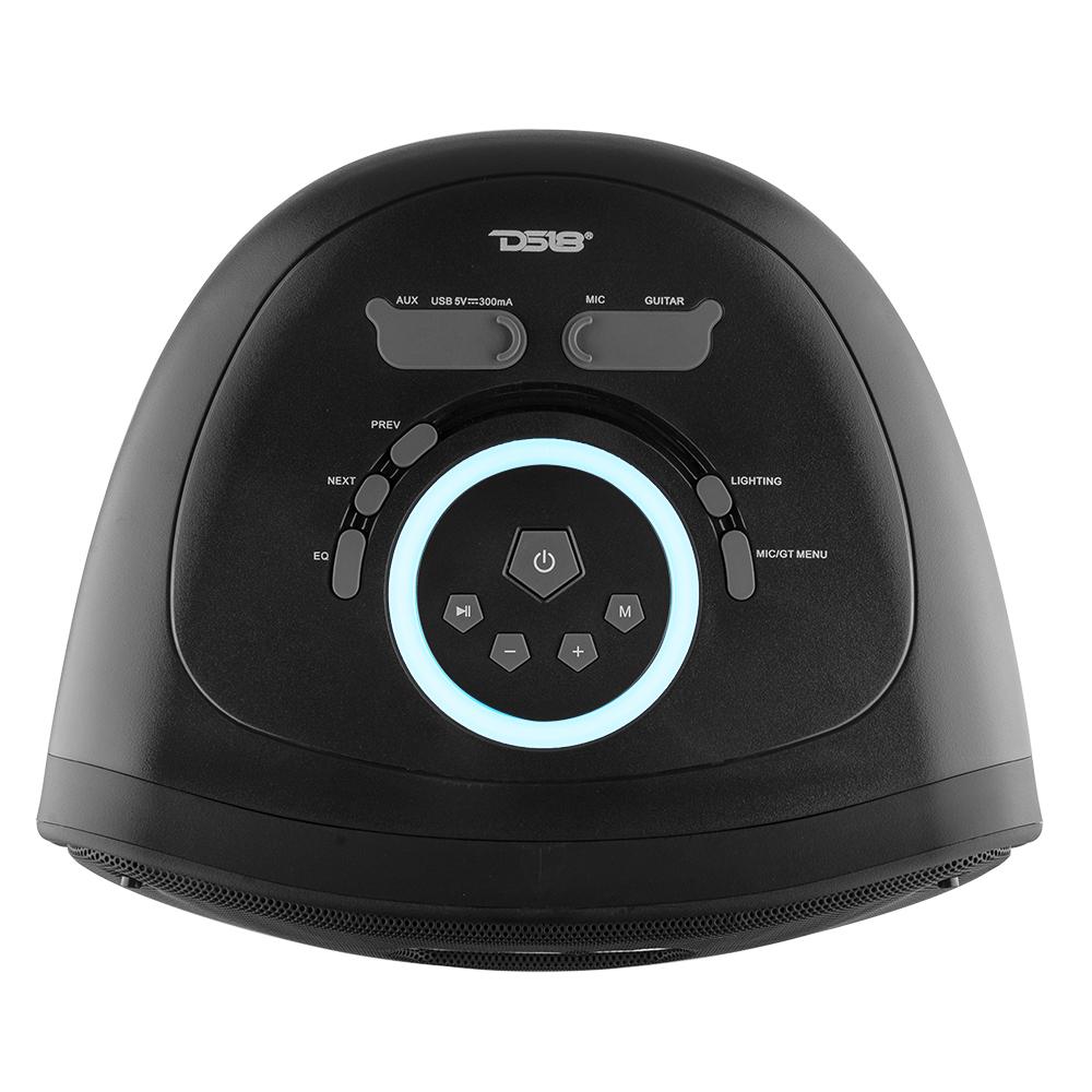 DS18 TLV 6.5" Amplified With Battery Self Powered Party Speaker With RGB LED Lights Bluetooth and TWS 200 Watts