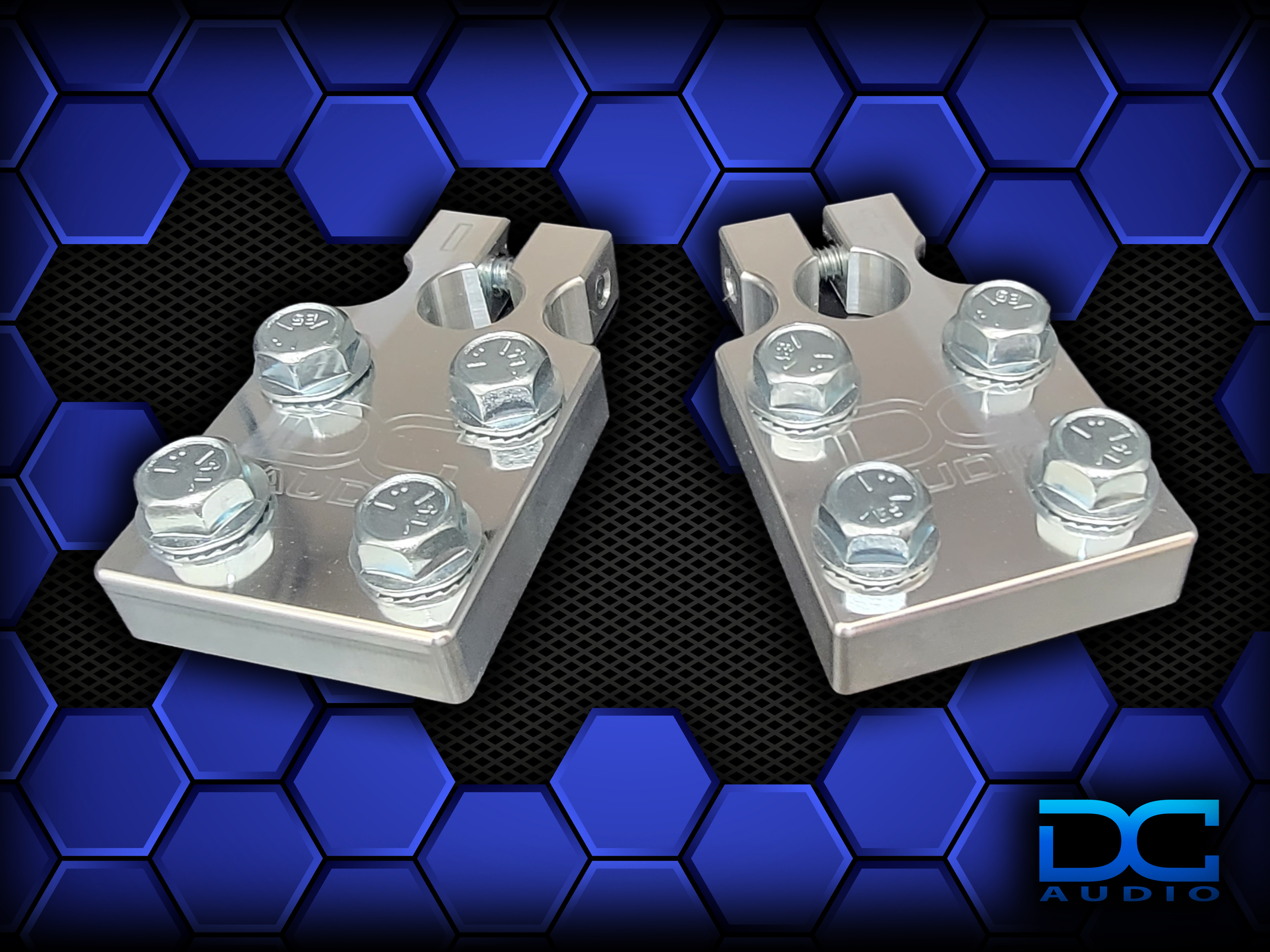 DC Audio 4-Lug SAE Clamp Battery Terminals (Pair)
