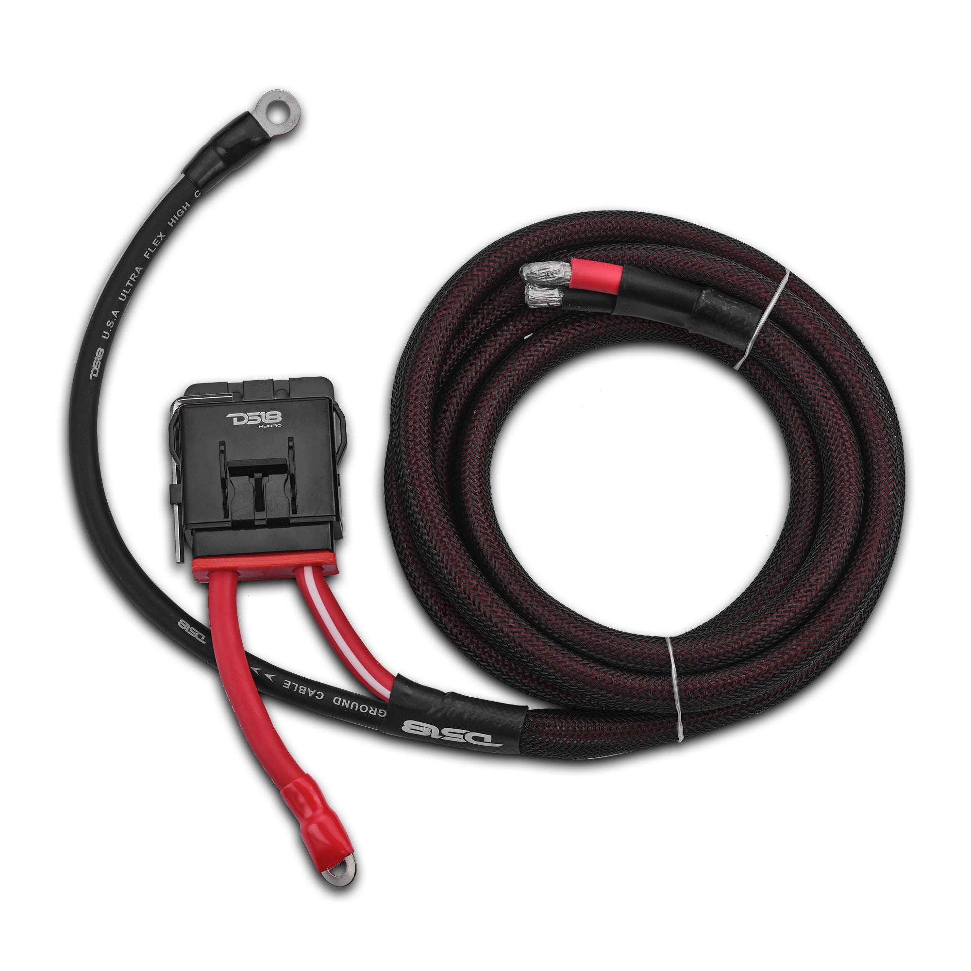 DS18 UTV-KIT4-2DR UTV 4-Gauge Power Harness Kit – 8ft Power & Ground Cables with Water-Resistant Fuse Holder f