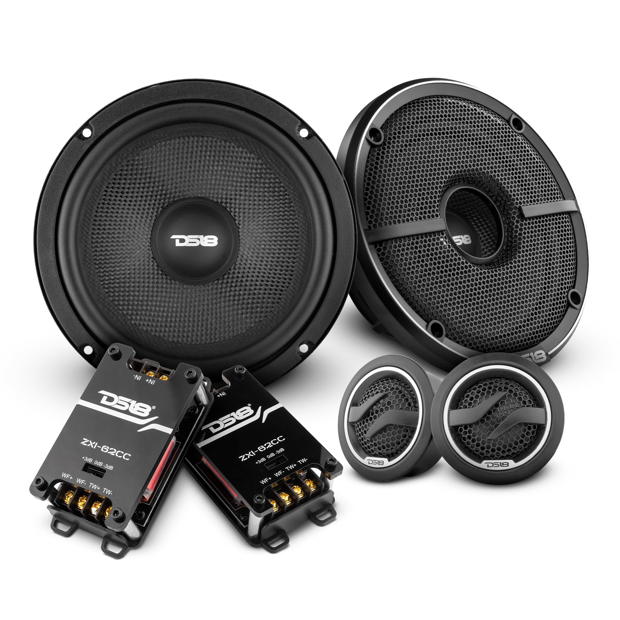 DS18 ZXI 6.5" 2- Way Component Speaker System with Kevlar Cone | 120 Watts Rms 4-Ohm