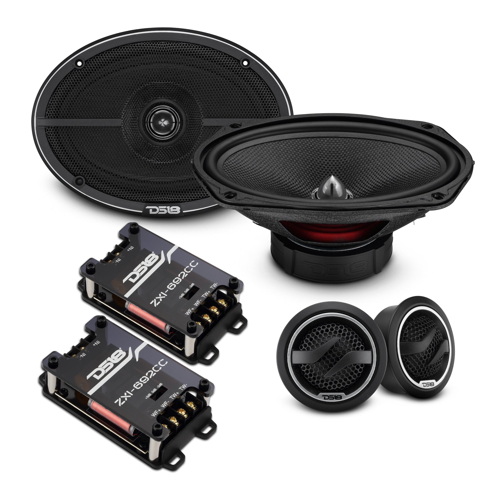 DS18 ZXI-692C ZXI 6x9” 2-Way Component Speakers with Glass Fiber Cone 120W RMS 4-Ohm