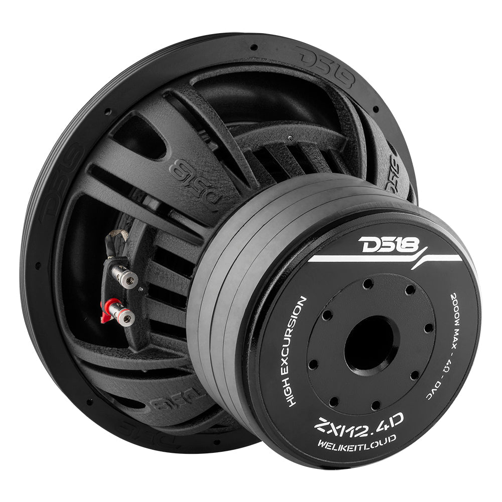 DS18 ZXI 12" High Excursion Subwoofer Quad Stacked Magnets | 1000W RMS DVC 4-Ohm