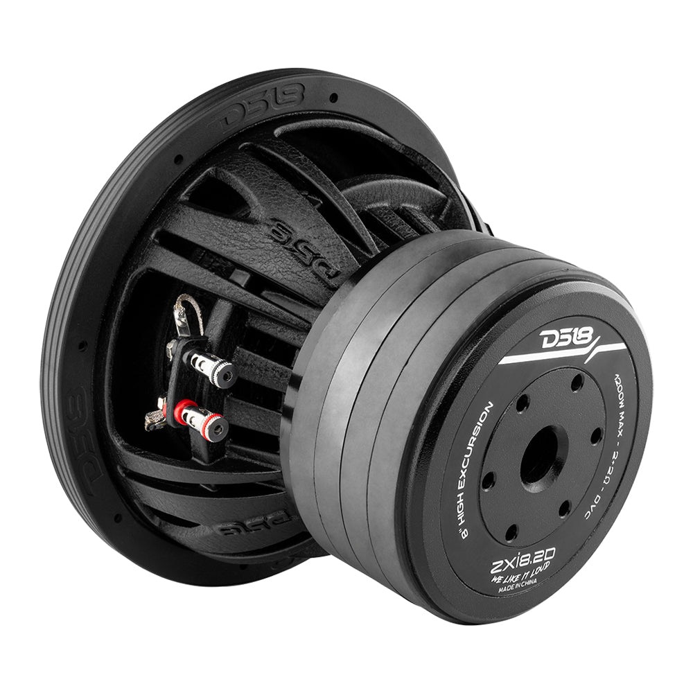 DS18 ZXI 8" High Excursion Subwoofer Quad Stacked Magnets | 600W RMS DVC 2-Ohm