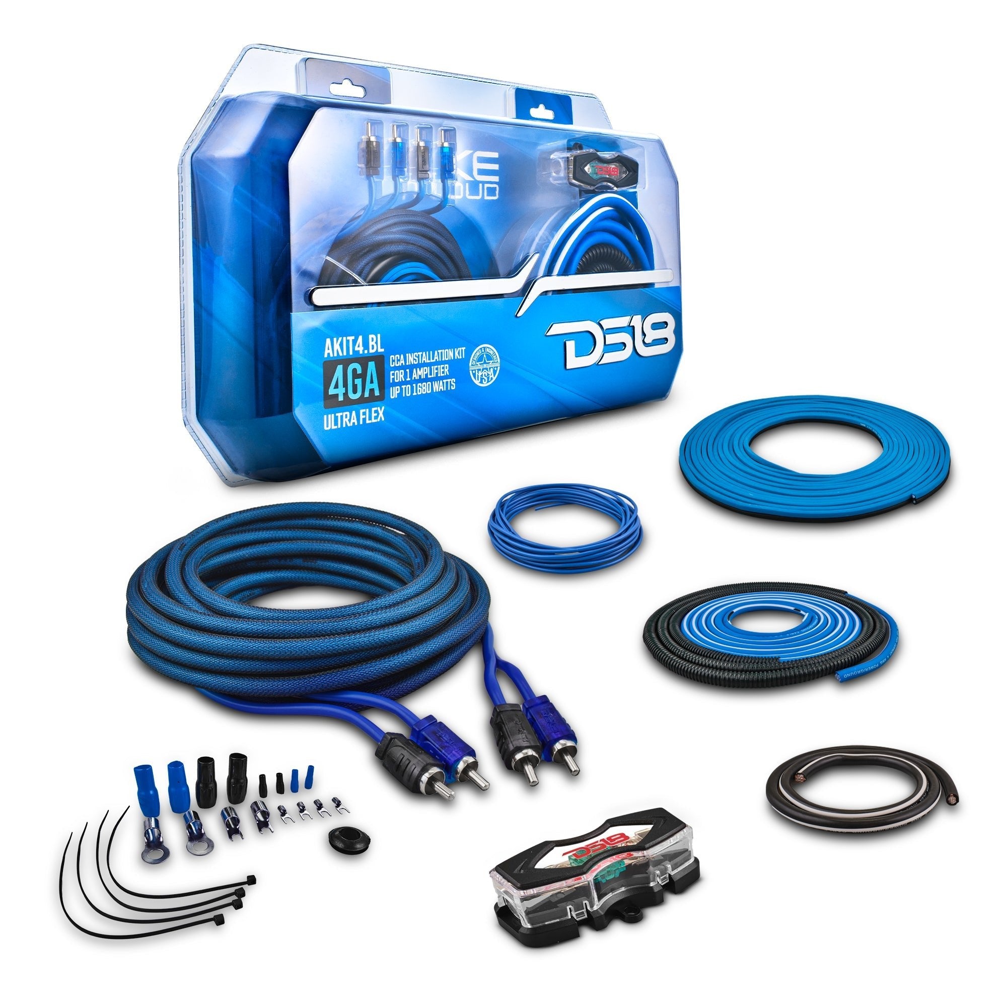DS18 4-GA Amplifier Installation Wiring Kit - Blue