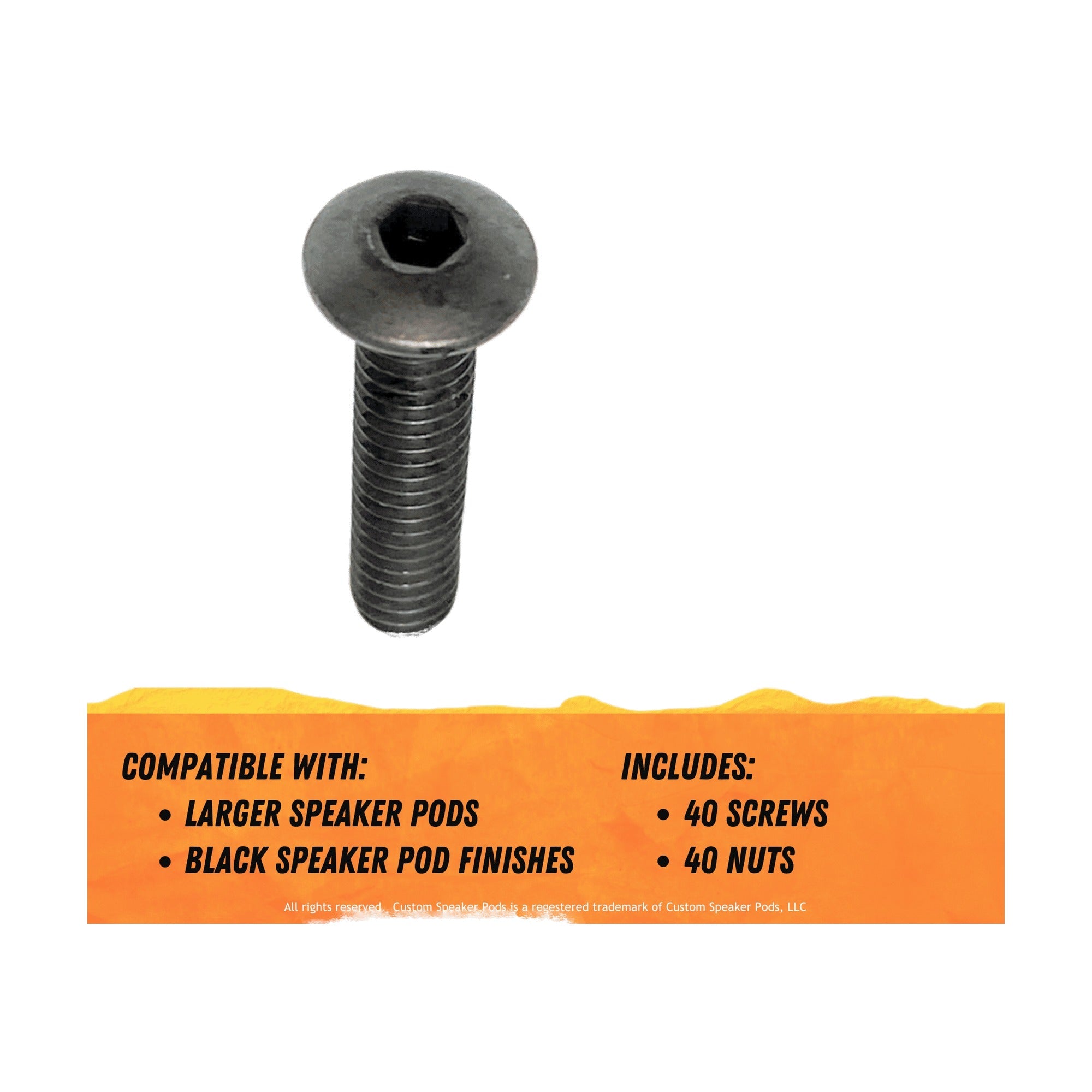 Custom Speaker Pods HP-83-75-MS-XB-BS-40 Bag 'O Nuts and Black Oxide Hex Button Head Machine Screws