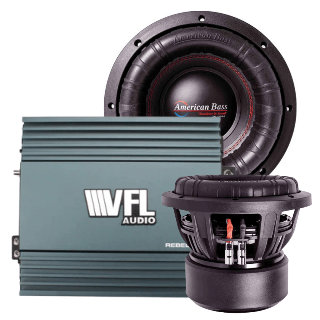 American Bass Big Bass Bundle — 2x XFL 10" Subwoofer + VFL REBEL-5000.1 Amplifier