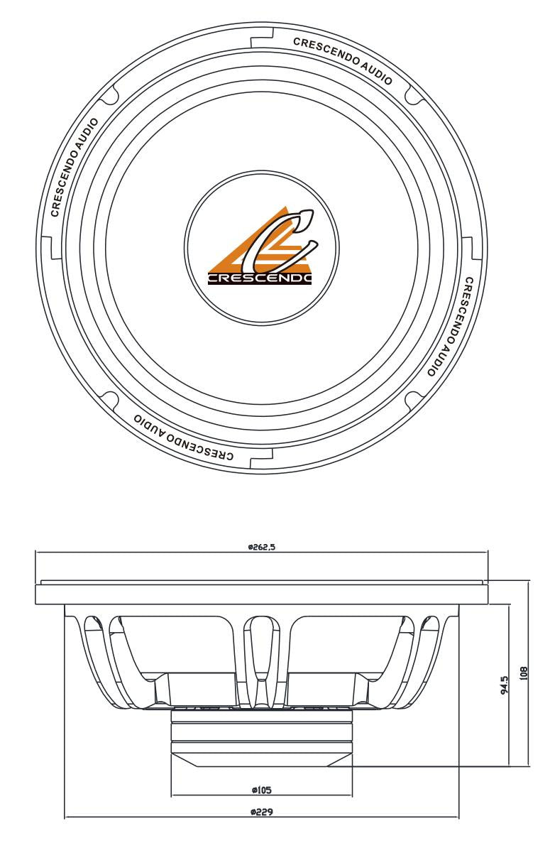 Crescendo Audio UN-10V3 10" Loudspeaker 8 OHM 400W RMS