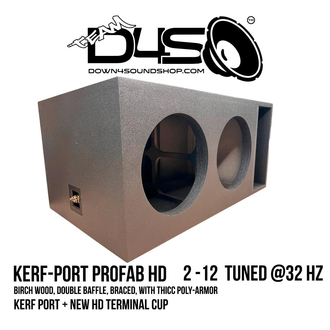 Down4Sound PRO-FAB V2 2 12 2 12 SUB Box Dual 12-INCH Kerf Port Subwoofer Enclosure Box