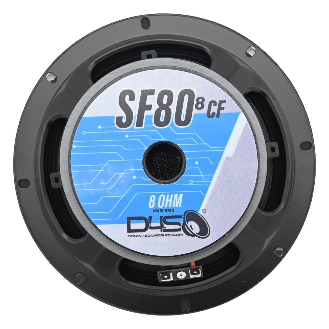 Down4Sound D4S-SF808CF Carbon Fiber Water Resistant Shallow Midrange Speaker - 8 Inch 180W RMS 8 OHM