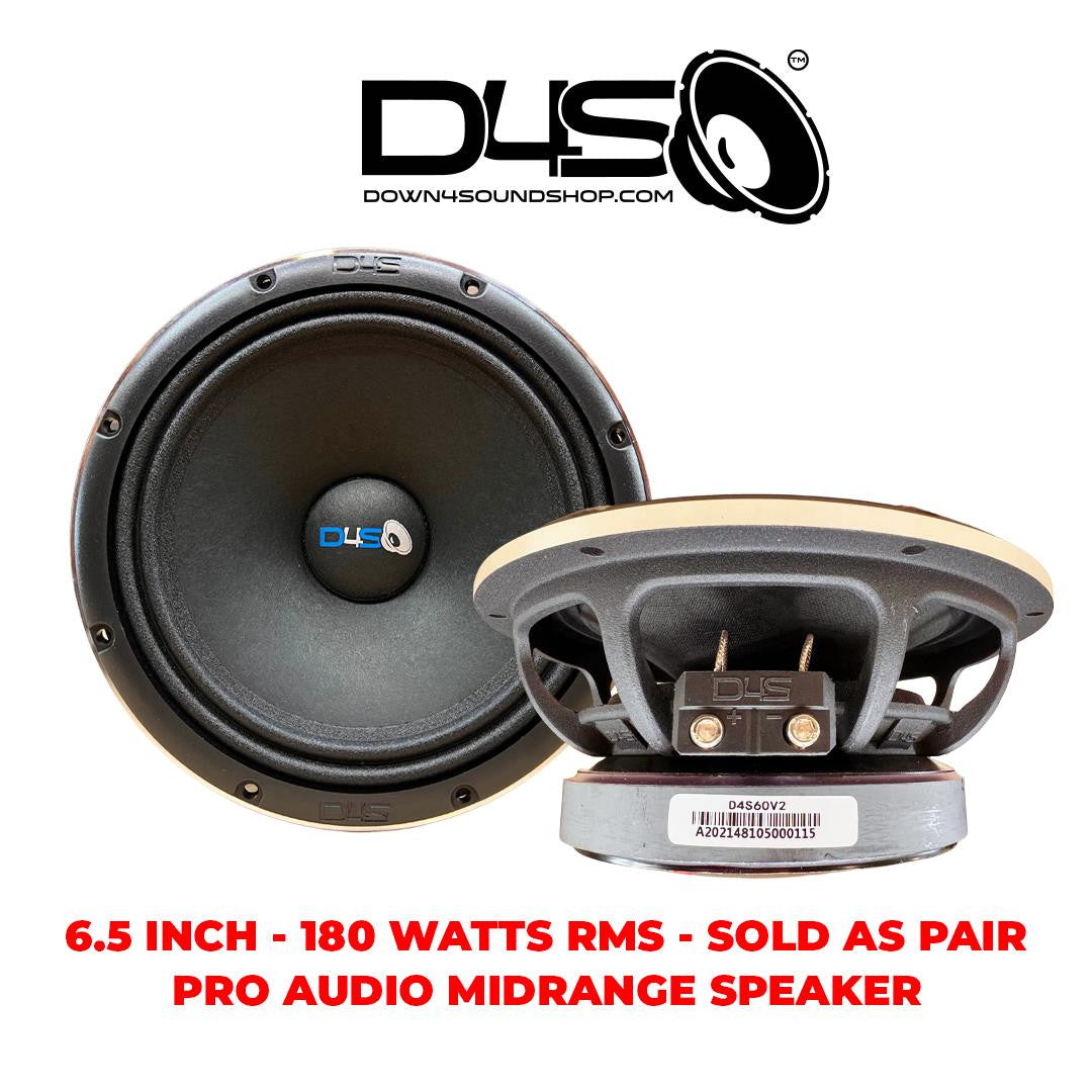 Down4Sound Pro Audio 6.5" D4S-60 V2 Midrange 180W RMS 4 OHM (pair) Speaker