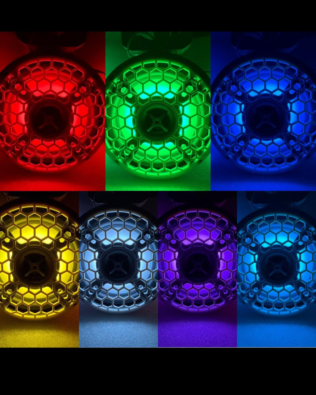 Down4Sound M3 Marine 8" RGB Coaxial Speakers — 200W RMS Each (Pair)