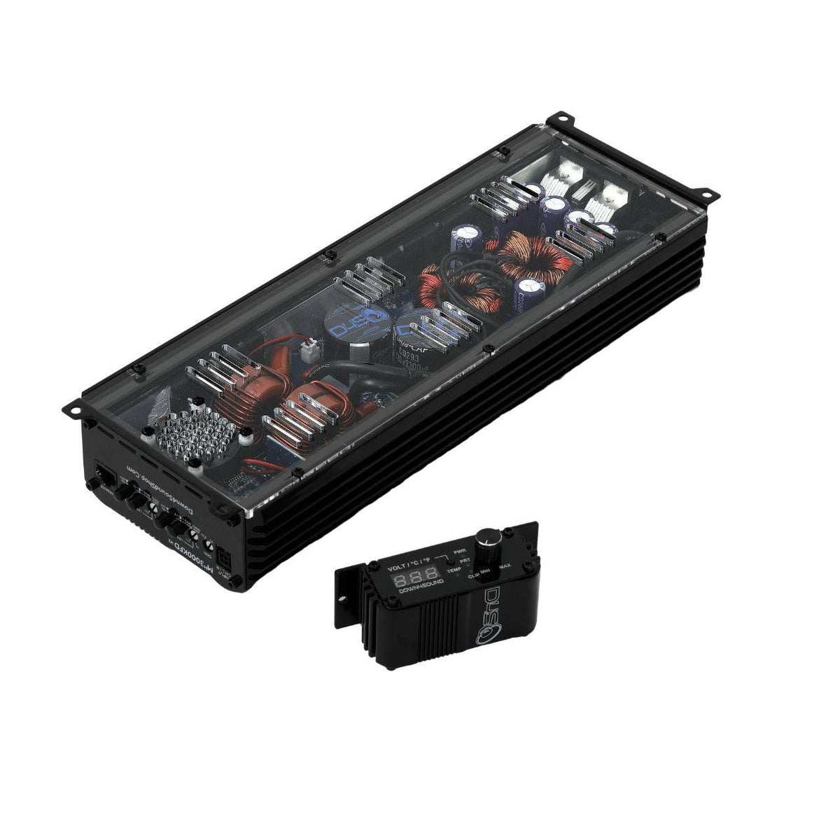 Down4Sound MM3000KFD V2 Mini Maxx Monoblock Amplifier 3000W RMS - Black Gloss, angle 2