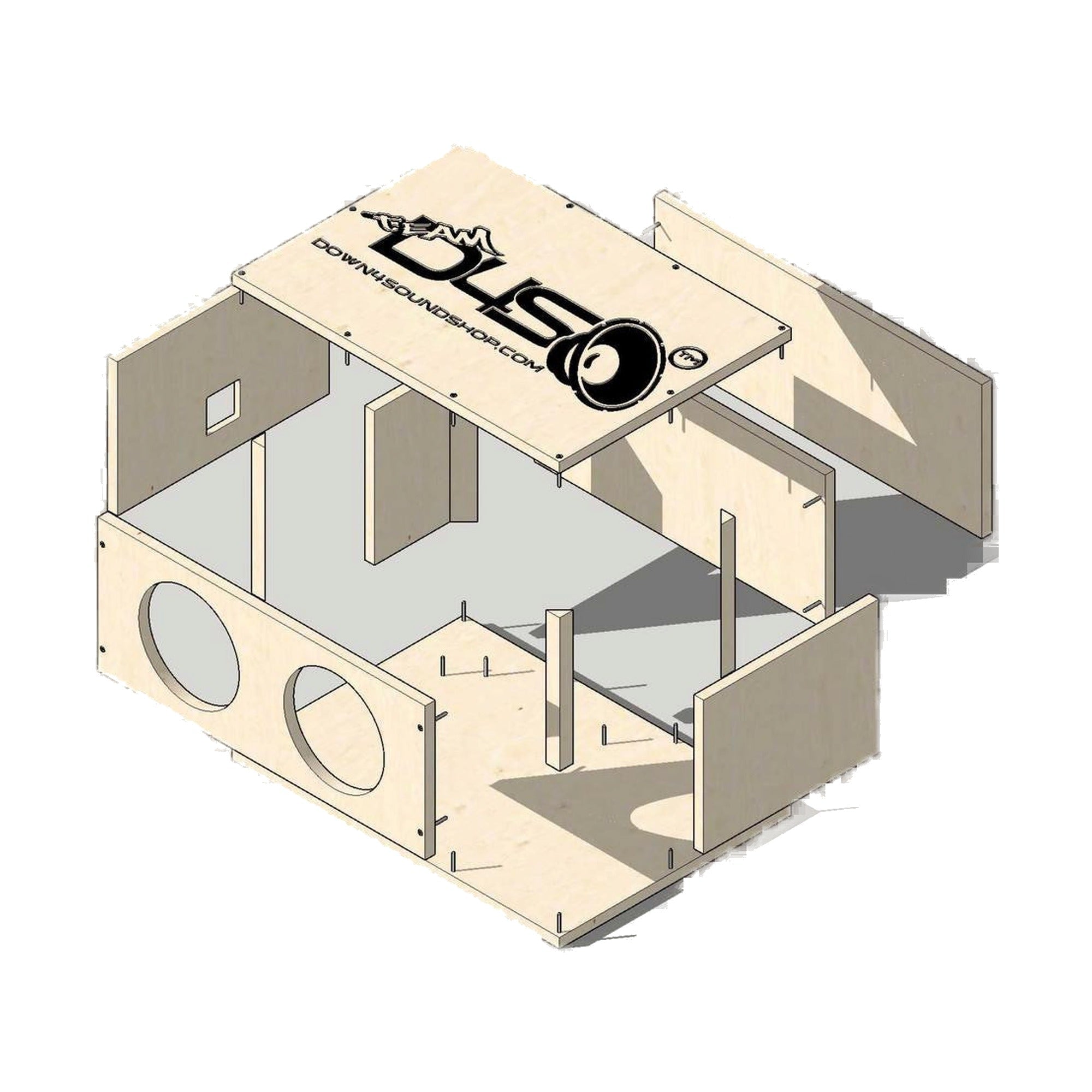 Down4Sound PRO-FAB Birch DIY Flat Pack - Dual 8 -INCH Ported Subwoofer Enclosure Kit