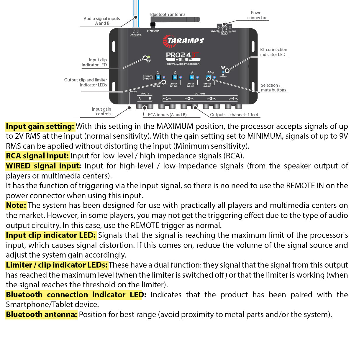 Taramps PRO 2.4 BT Bluetooth Audio Processor - 5