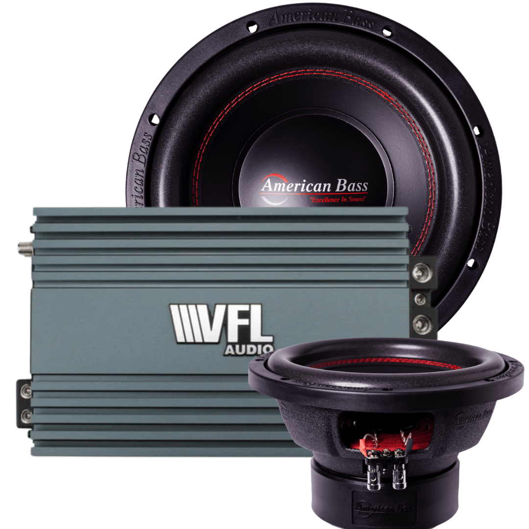 American Bass Ground Pound Bundle — 2x DX 10" Subwoofer + VFL Rebel REBEL-3000.1 Amplifier