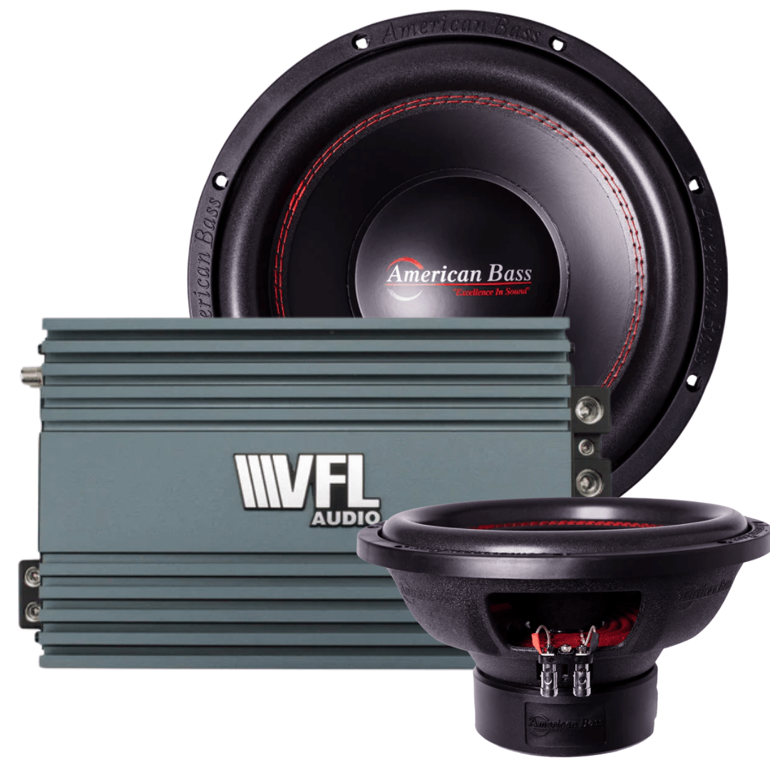 American Bass Ground Pound Bundle — 2x DX 12" Subwoofer + VFL Rebel REBEL-3000.1 Amplifier