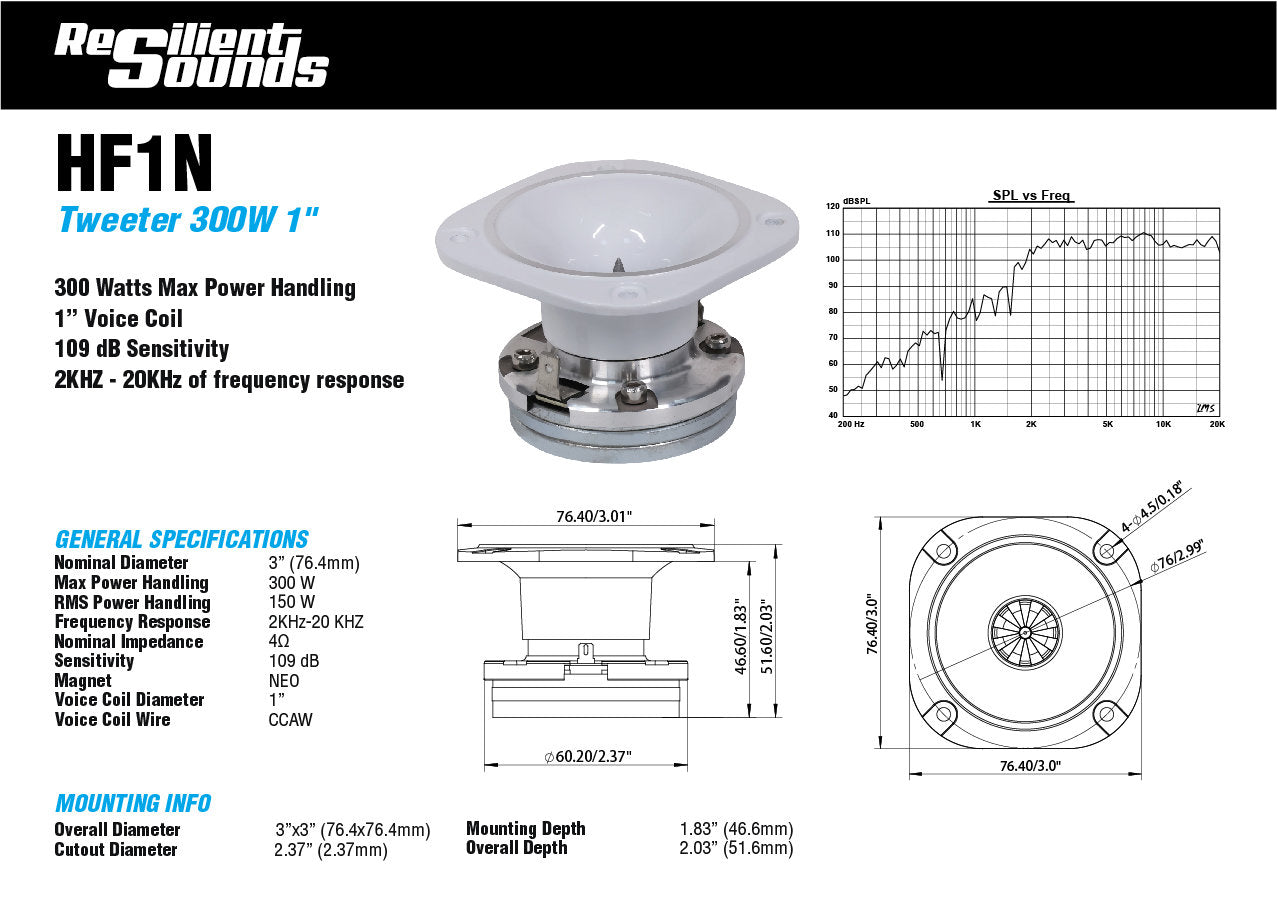 Resilient Sounds HF1N NEO Compression Driver 300W Max / 150W RMS — image 8