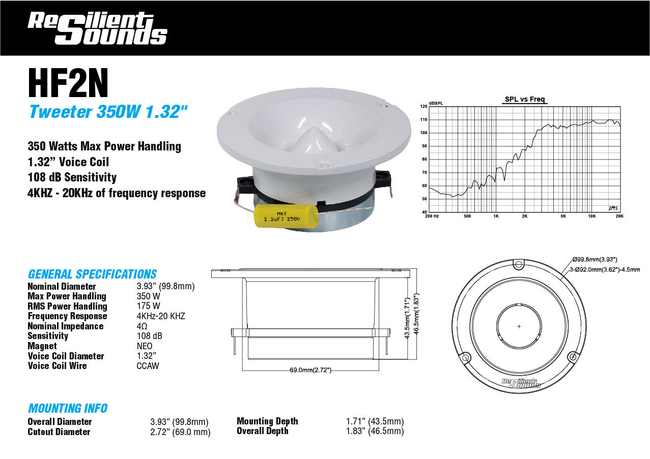 Resilient Sounds HF2N NEO 32" Compression Driver 350W Max / 175W RMS — image 10