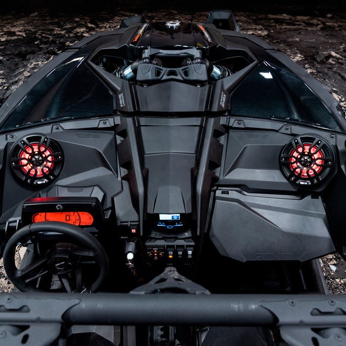 DS18 Can-Am Maverick X3 Stage 3 Dash Panel Speaker Enclosures and Driver and Passenger Side Under Seat Subwoofer Enclosure - 3800W MAX