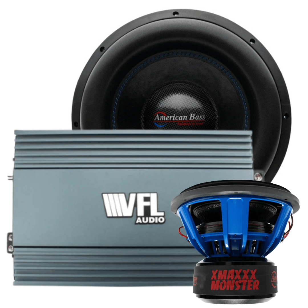 American Bass Monster Bass Bundle — 2x XMAXXX Monster 15" Subwoofer + VFL REBEL-8000.1 Amplifier