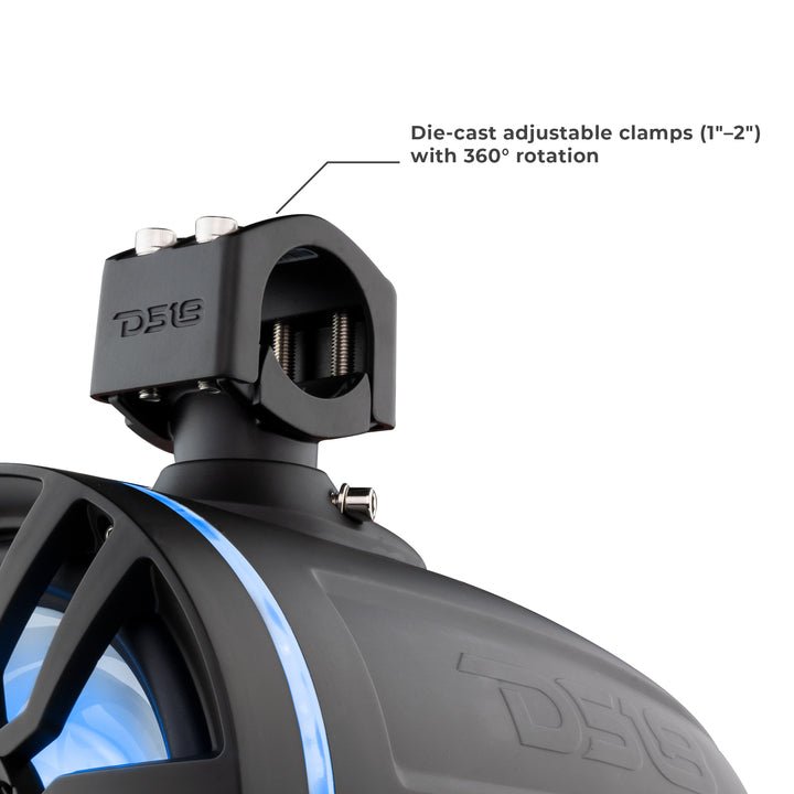 DS18 NXL 8" Marine Water Resistant Wakeboard Tower Speakers with Integrated RGB LED Lights 375 Watts