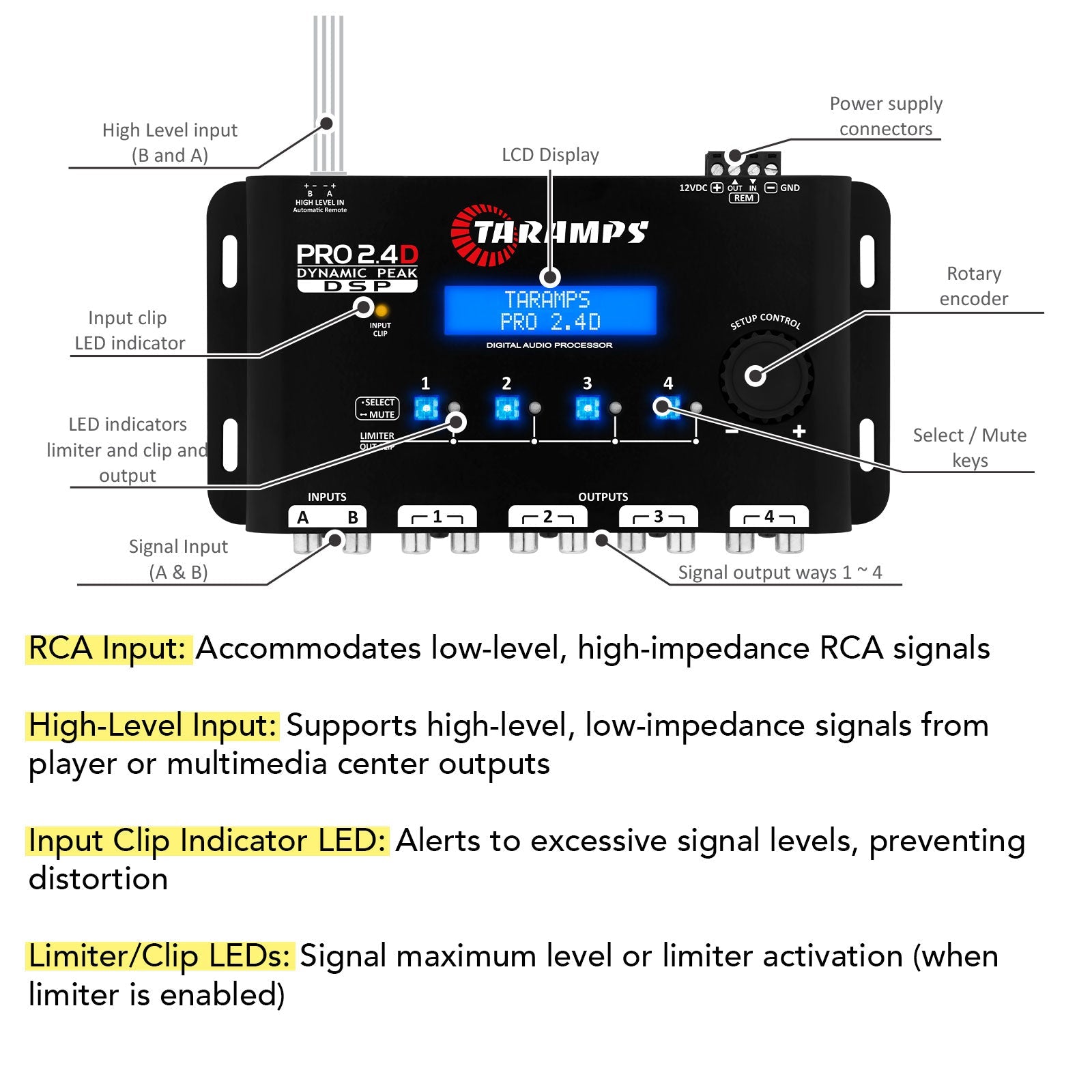 Taramps PRO 2.4D DYNAMIC PEAK Audio Processor - 7
