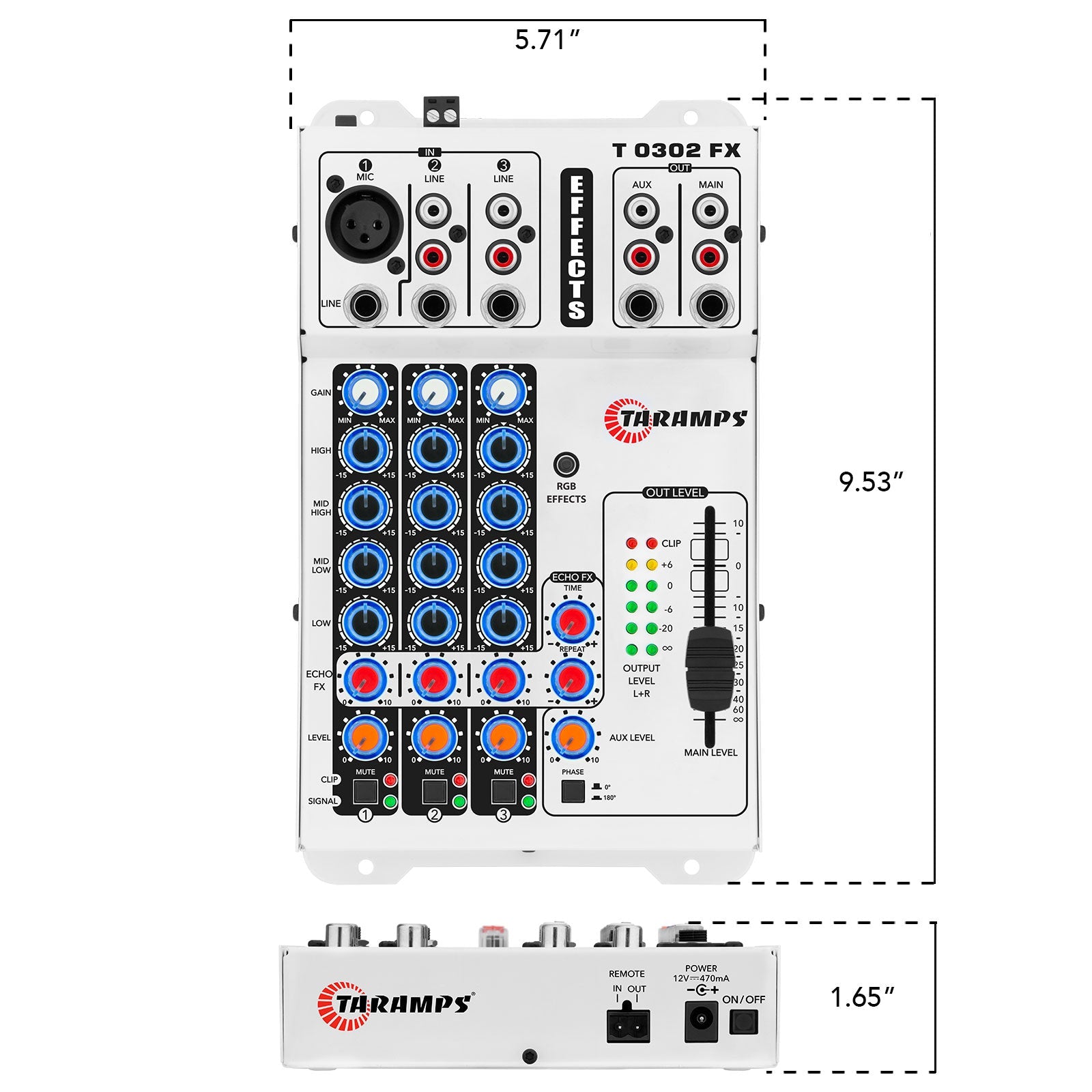 Taramps T 0302 FX MULTICOLOR Audio Mixer - 3