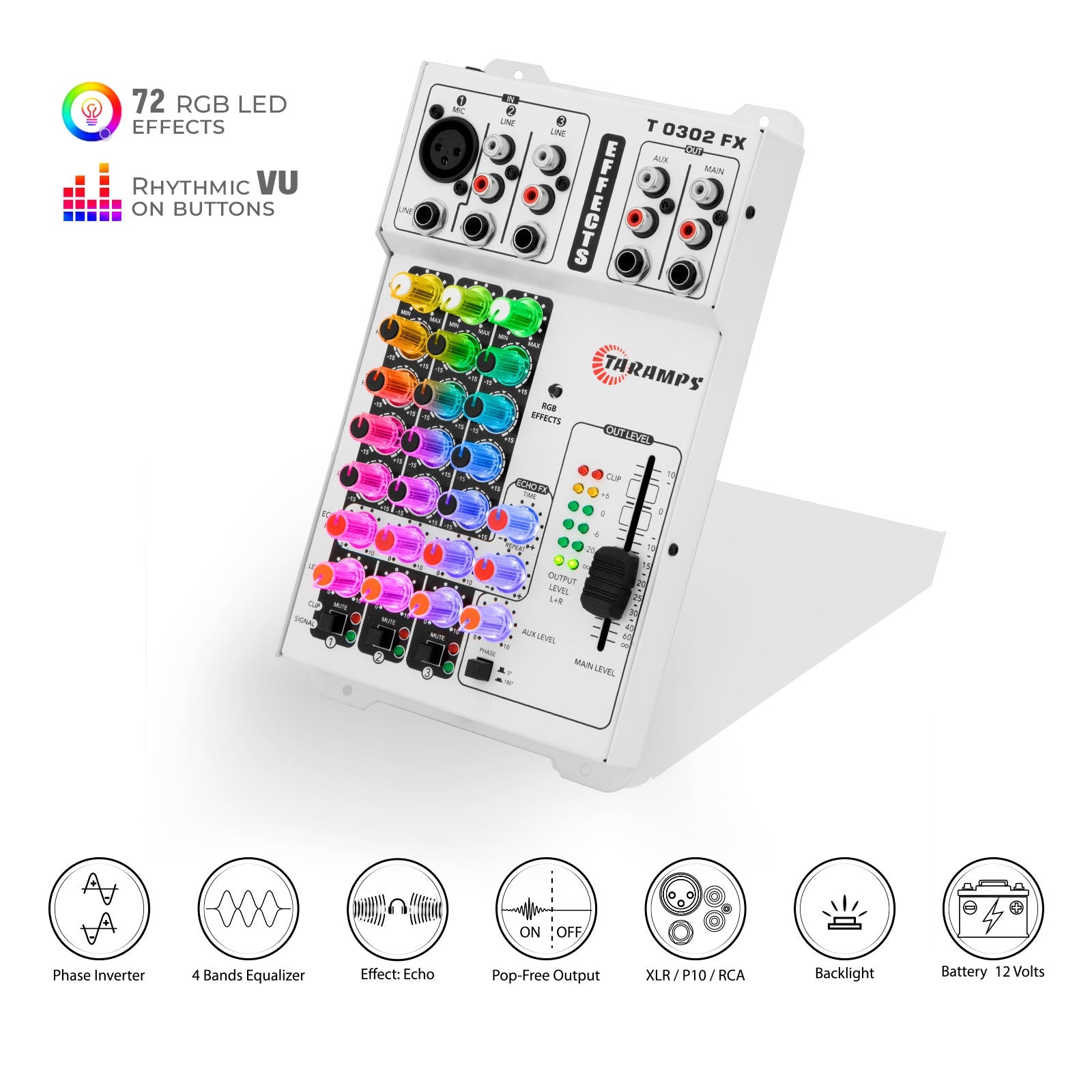 Taramps T 0302 FX MULTICOLOR Audio Mixer - 5