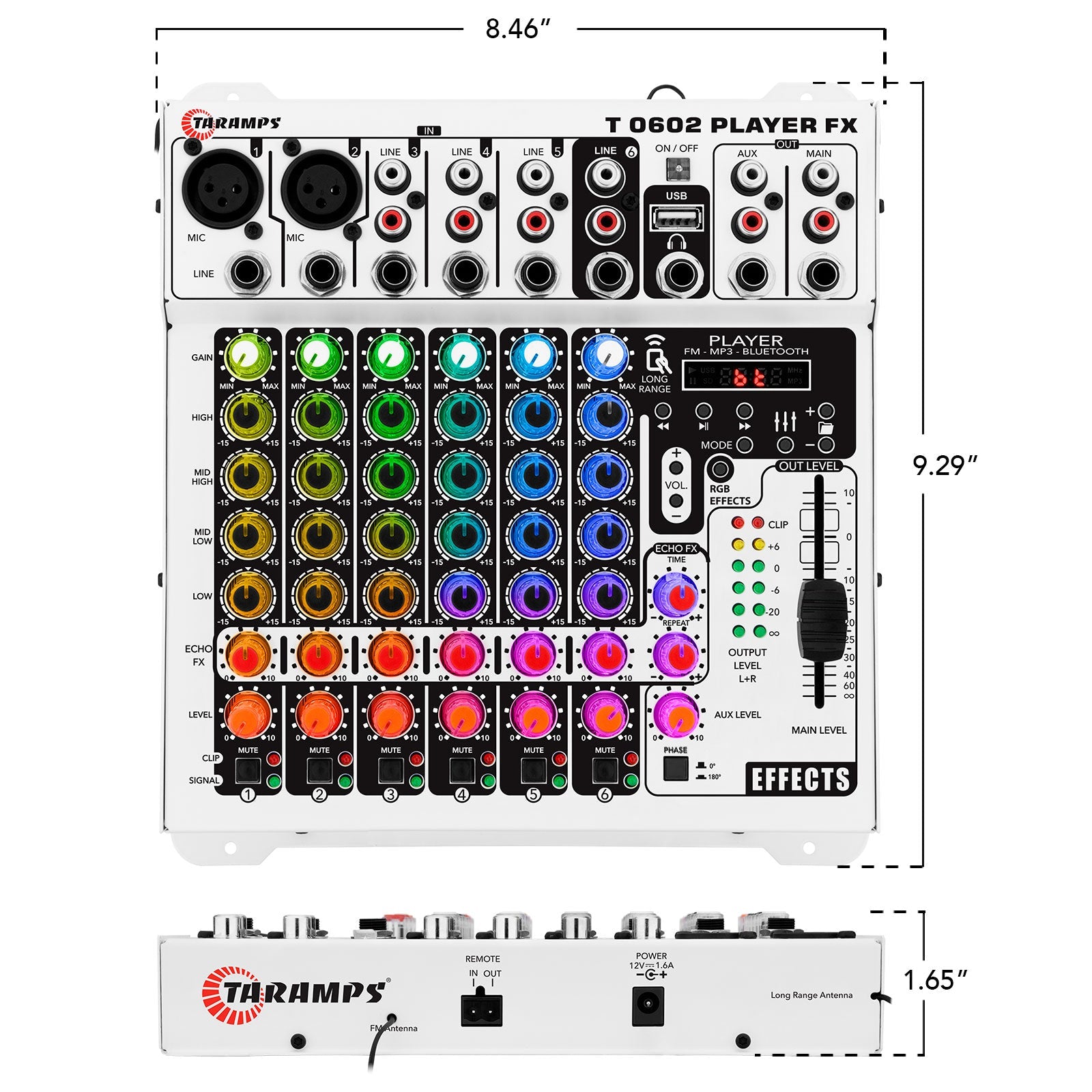 Taramps T 0602 MULTICOLOR RGB Audio Mixer - 6
