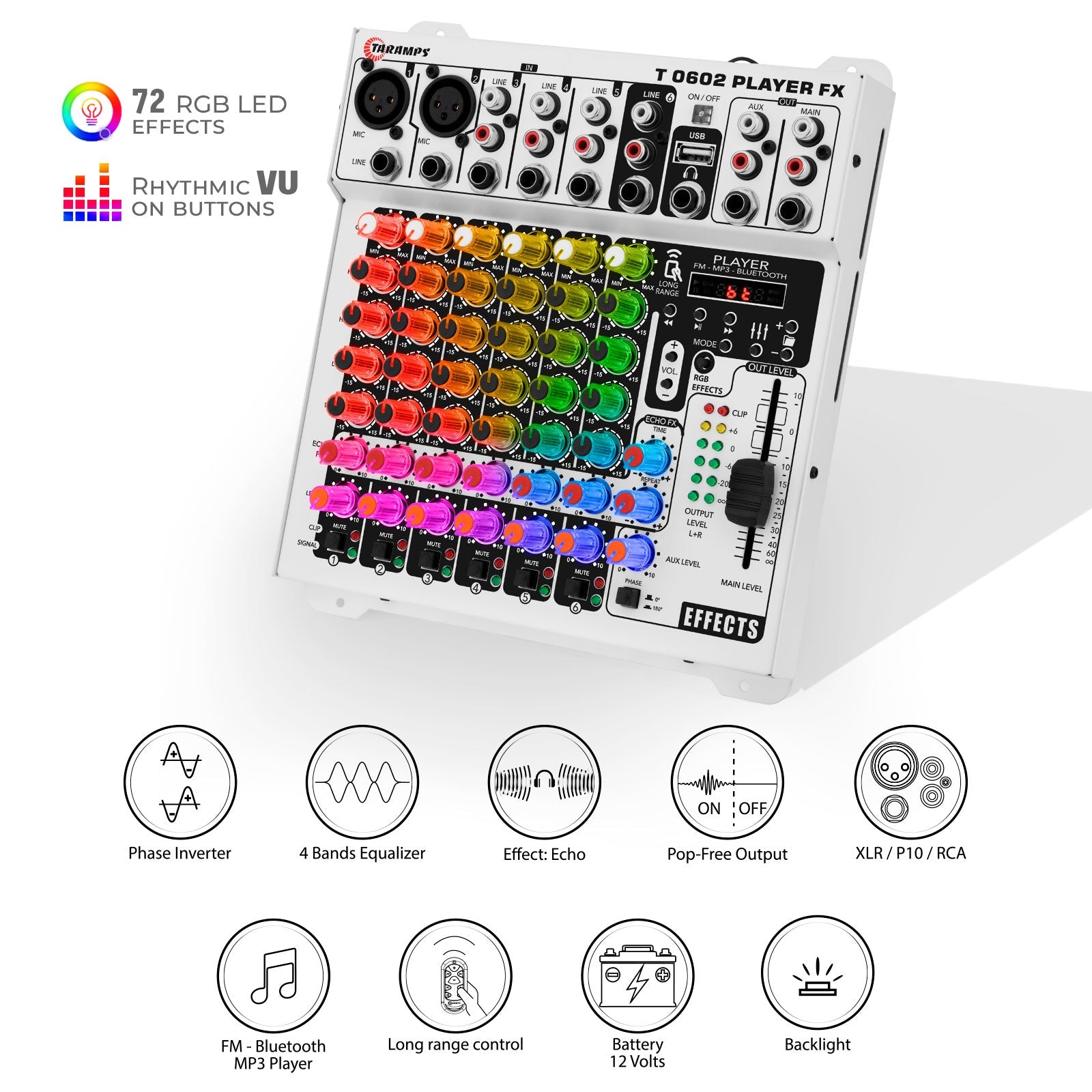 Taramps T 0602 MULTICOLOR RGB Audio Mixer - 5