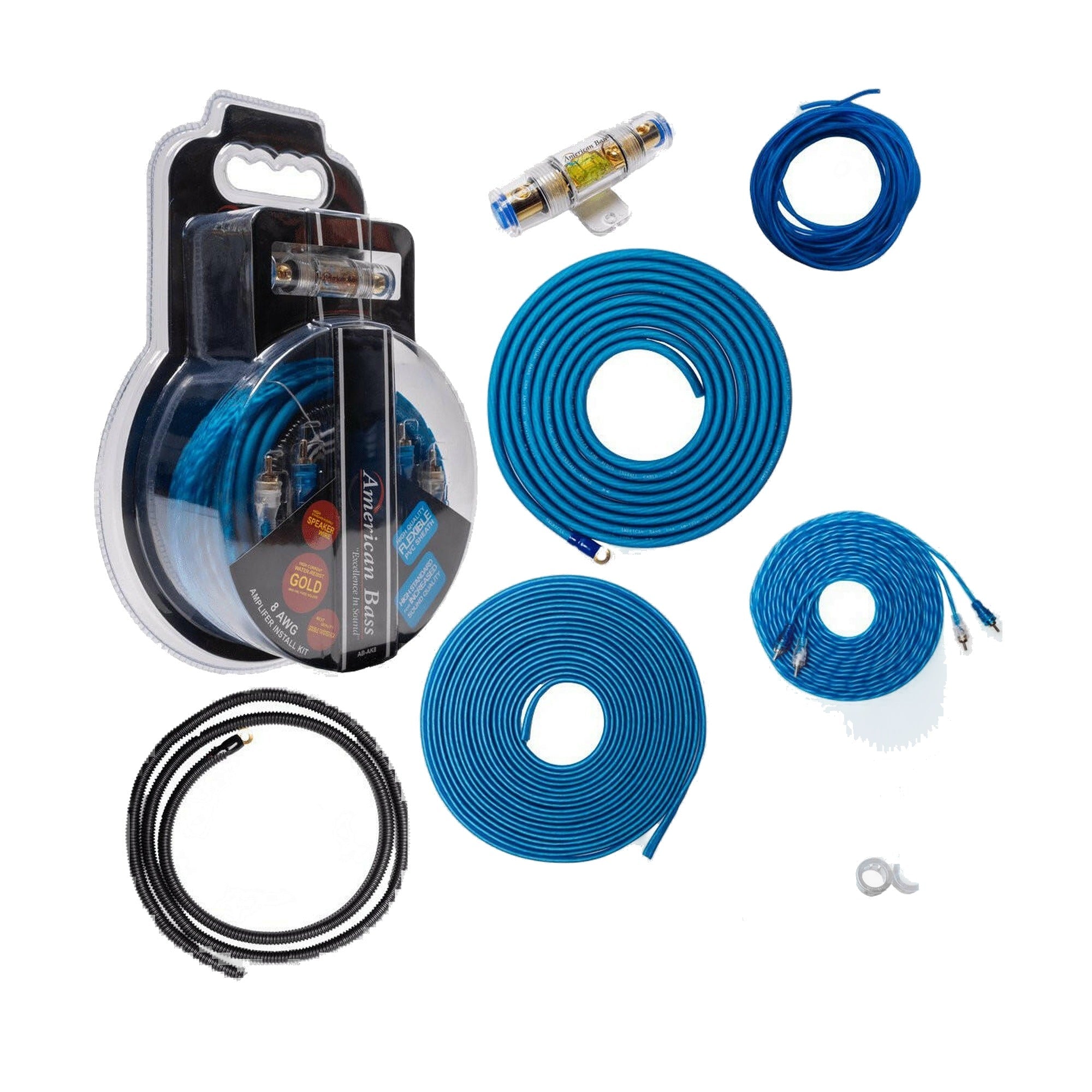 VFL 8 Gauge Complete OFC (Oxygen Free Copper) Amplifier Wiring Kit - High Power Car Audio Amp Install Kit with Power, Ground & RCA Cables